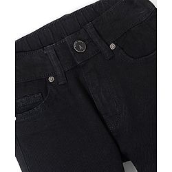 Pine Kids Cotton Rich Full Length Stretchable Denim with Adjustable waist band - Black