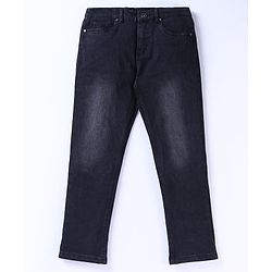Pine Kids Cotton Rich Full Length Stretchable Denim with Adjustable waist band - Black