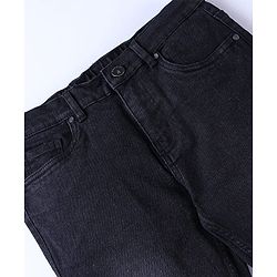 Pine Kids Cotton Rich Full Length Stretchable Denim with Adjustable waist band - Black
