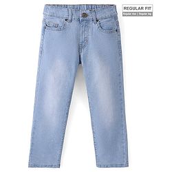 Pine Kids Cotton Rich Full Length Stretchable Denim with Adjustable waist band - Ice Blue