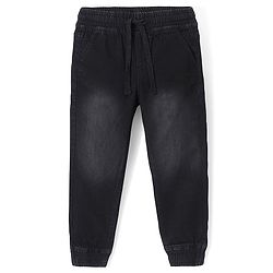 Pine Kids Cotton Rich Stretchable full length denim Joggers - BLACK