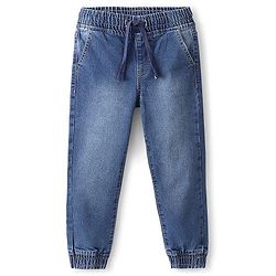 Pine Kids Cotton Rich Stretchable full length denim Joggers - Mid Blue