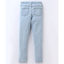 Pine Kids Cotton Stretchable Full Length Denim Jegging with Adjustable Waist Band - Ice Blue
