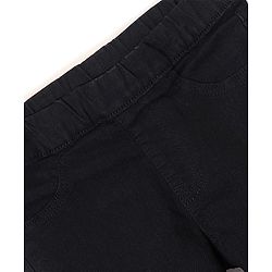 Pine Kids Cotton Stretchable Full Length Denim Jegging with Adjustable Waist Band - BLACK