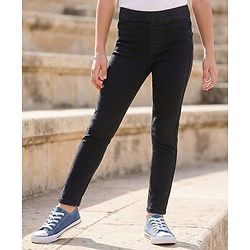 Pine Kids Cotton Stretchable Full Length Denim Jegging with Adjustable Waist Band - BLACK