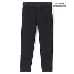 Pine Kids Cotton Stretchable Full Length Denim Jegging with Adjustable Waist Band - BLACK