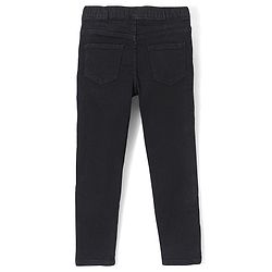 Pine Kids Cotton Stretchable Full Length Denim Jegging with Adjustable Waist Band - BLACK