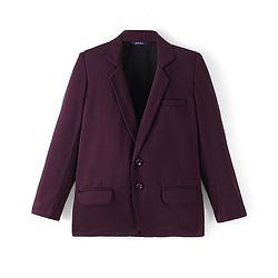 Pine Kids Full Sleeves Knitted Solid Colour Blazer - Wine