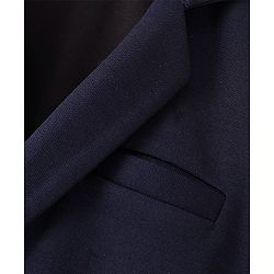 Pine Kids Full Sleeves Knitted Solid Colour Blazer - Navy Blue