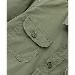 Pine Kids Cotton Twill Roll Up Full Sleeves Shirt Solid- Green