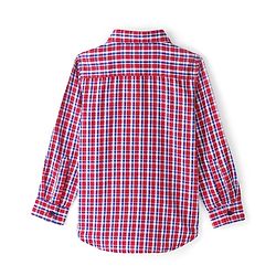 Pine Kids Cotton Full Sleeve Turn Up Single Pocket Checkered Shirt - Red