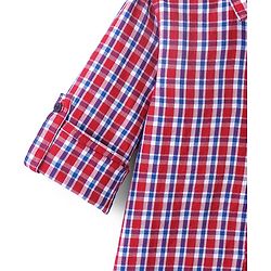 Pine Kids Cotton Full Sleeve Turn Up Single Pocket Checkered Shirt - Red