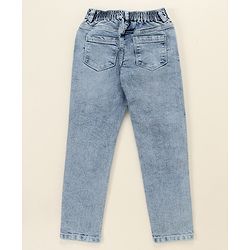 Pine Kids Cotton Elastane Full Length Denim Jeans with Lace Detailing- Light Blue