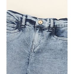 Pine Kids Cotton Elastane Full Length Denim Jeans with Lace Detailing- Light Blue