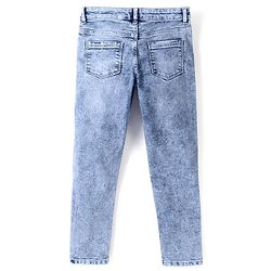 Pine Kids Cotton Elastane Full Length Denim Jeans with Lace Detailing- Light Blue