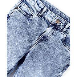Pine Kids Cotton Elastane Full Length Denim Jeans with Lace Detailing- Light Blue