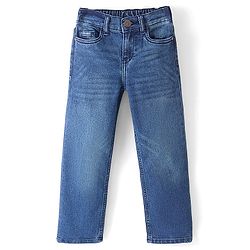 Pine Kids Cotton Elastane Full Length Washed Denim Jeans - Mid Blue