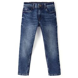 Pine Kids Cotton Elastane Full Length Washed Denim Jeans - Dark Blue