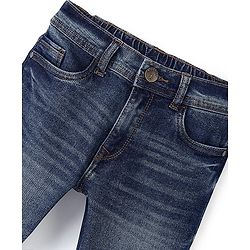 Pine Kids Cotton Elastane Full Length Washed Denim Jeans - Dark Blue