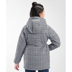 Pine Kids Full Sleeves Checked Print Medium Winter Hooded Jacket - Black & White