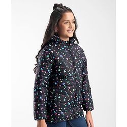 Pine Kids Full Sleeves Hooded All Over Heart Printed Jacket - Multicolor