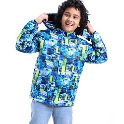 Pine Kids Full Sleeves Abstract Printed Medium Winter Jacket - Multicolor
