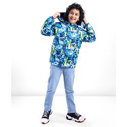 Pine Kids Full Sleeves Abstract Printed Medium Winter Jacket - Multicolor