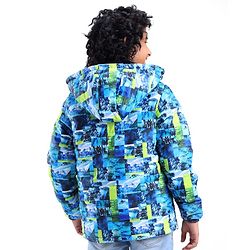 Pine Kids Full Sleeves Abstract Printed Medium Winter Jacket - Multicolor