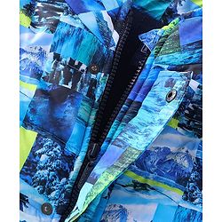 Pine Kids Full Sleeves Abstract Printed Medium Winter Jacket - Multicolor