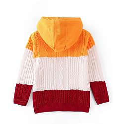 Pine Kids Full Sleeves Tricolor Hooded Sweater - Multocolor