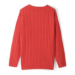 Pine Kids Full Sleeves Cable Knit Sweater - Deep Orange