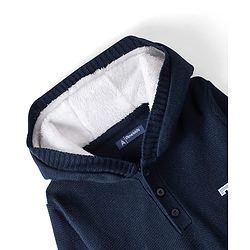 Pine Kids Full Sleeves Hooded Sweater With Embroidery - Navy Blue