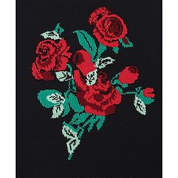 Pine Kids  Full Sleeves Jaquard Sweater Floral Design - Black