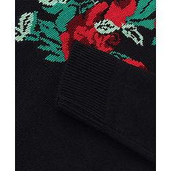 Pine Kids  Full Sleeves Jaquard Sweater Floral Design - Black