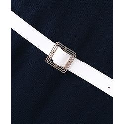 Pine Kids Full Sleeves Fine Knit Solid Woolen Dress with Belt - Navy