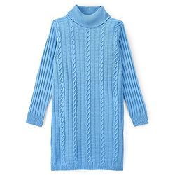 Pine Kids Full Sleeves Cable Knit Sweater Dress - Light Blue