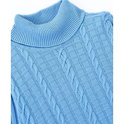 Pine Kids Full Sleeves Cable Knit Sweater Dress - Light Blue