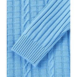 Pine Kids Full Sleeves Cable Knit Sweater Dress - Light Blue