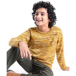 Pine Kids  Full Sleeves Round Neck Sweater- Mustard