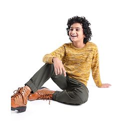 Pine Kids  Full Sleeves Round Neck Sweater- Mustard