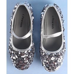 Pine Kids  Slip On Ballerina with Sequins Detailing -Silver