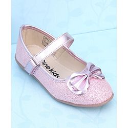 Pine Kids Ballerinas with Velcro Closure & Bow Applique - Pink