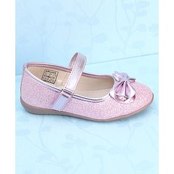 Pine Kids Ballerinas with Velcro Closure & Bow Applique - Pink
