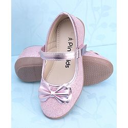Pine Kids Ballerinas with Velcro Closure & Bow Applique - Pink