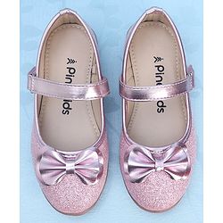 Pine Kids Ballerinas with Velcro Closure & Bow Applique - Pink