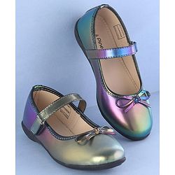 Pine Kids Ballerinas  with Velcro Closure & Bow Applique - Blue
