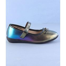 Pine Kids Ballerinas  with Velcro Closure & Bow Applique - Blue