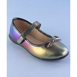 Pine Kids Ballerinas  with Velcro Closure & Bow Applique - Blue