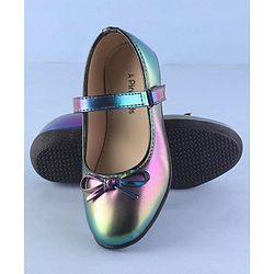 Pine Kids Ballerinas  with Velcro Closure & Bow Applique - Blue