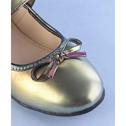 Pine Kids Ballerinas  with Velcro Closure & Bow Applique - Blue